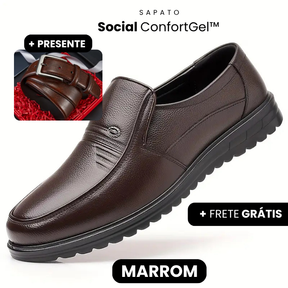 Sapato Social ConfortGel™ - Tecnologia Palmilha em Gel + 1 Cinto Exclusivo de Presente 🎁