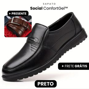 Sapato Social ConfortGel™ - Tecnologia Palmilha em Gel + 1 Cinto Exclusivo de Presente 🎁